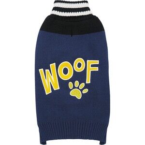 KYEESE Dog Sweater Woof Turtleneck Dog Knitwear with Leash Hole - Blue, 2XL